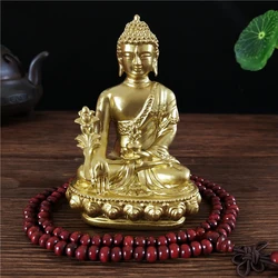 Goldn Medicine Buddha Statue With Necklace Ornament Resin Feng Shui Lucky Buddha Sculpture Home Office Garden Decoration Gifts