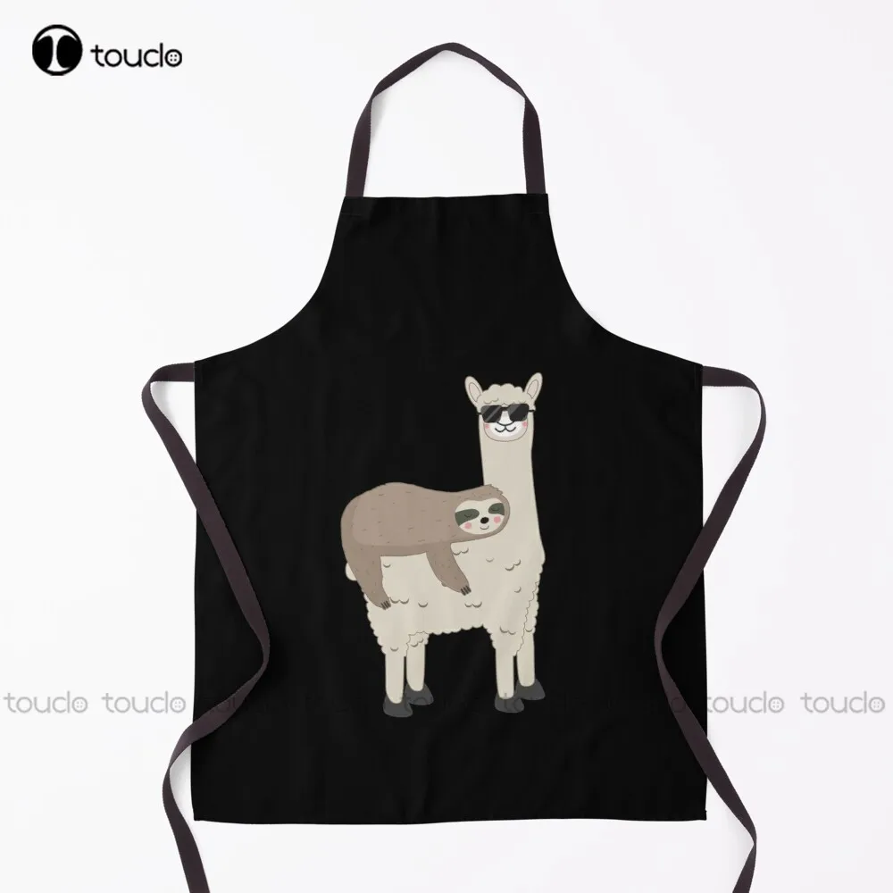 Llama And Sloth - Funny Alpaca Sloth Gift Apron Mens Apron For Women Men Unisex Adult Garden Kitchen Household Cleaning Apron