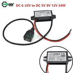 Waterproof DC/DC Converter DC 6-32V to 5V 9V 12V 24W Fast Charging Power Supply Module Support QC2.0/3.0 Protocol for Car