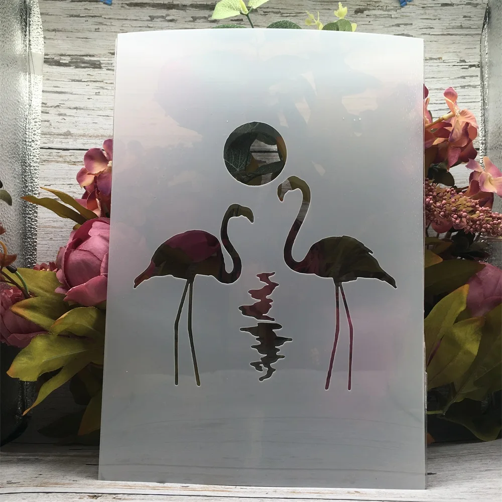 A4 29cm Flamingo Lover River DIY Layering Stencils Wall Painting Scrapbook Coloring Embossing Album Decorative Template