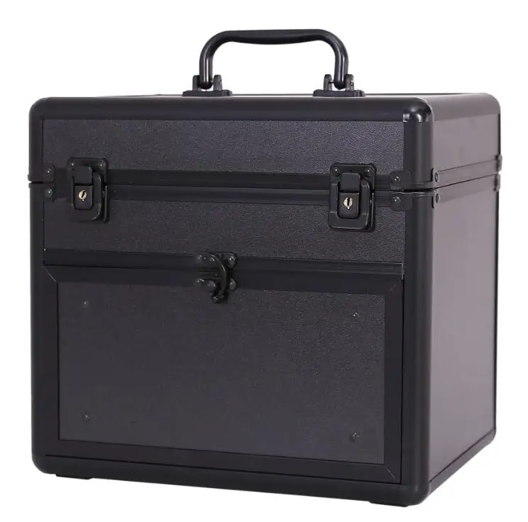 Women Metal Makeup Suitcase Makeup Cosmetic Box Organizer Aluminum Makeup Box Makeup Case Carrying Make-up Train Case  Cosmetic