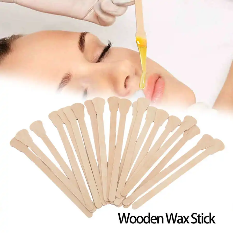 20Pcs Disposable Wooden Waxing Sticks Wax Bean Wiping Wax Spatulas Applicator Tool Hair Removal Bar Body Depilation Beauty Tool