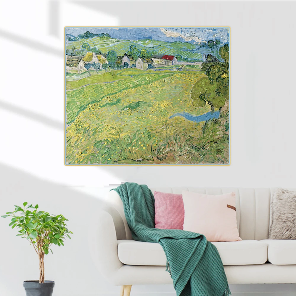Citon Van Gogh《View of Vessenots near Auvers》Canvas Art Oil Painting Famous Artwork Poster Picture Wall Decor Home Decoration