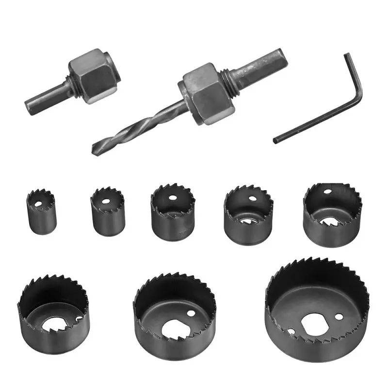 11 pz/set Kit di punte per seghe a tazza da 3/4 "a 2 1/2" mandrino in lamiera di legno plastica acciaio al carbonio foro di alta qualità ampiamente durevole