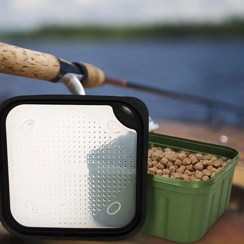 Caja de cebo de pesca de gran capacidad, caja de aparejos de pesca, caja de almacenamiento de cebo cuadrado, contenedor de mezcla de cebo de pesca de plástico PP