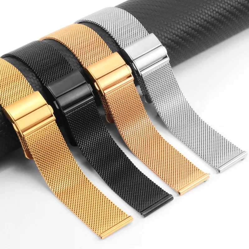 

Fine steel watchband 16mm 18mm 20mm 22mm black silver golden bracelet for Huawei B3 B5 B6 watch GT 2e smart watch accessories