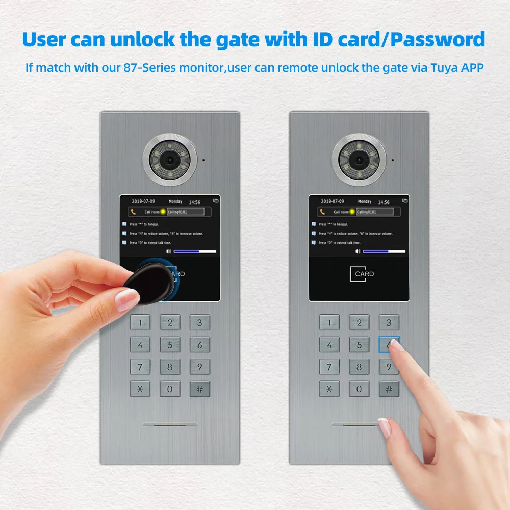 JeaTone 1.0MP Video Doorbell Large Building IP Video Door Phone Intercom Camera with RFIC Cards/Password Unlock, IP65 Waterproof