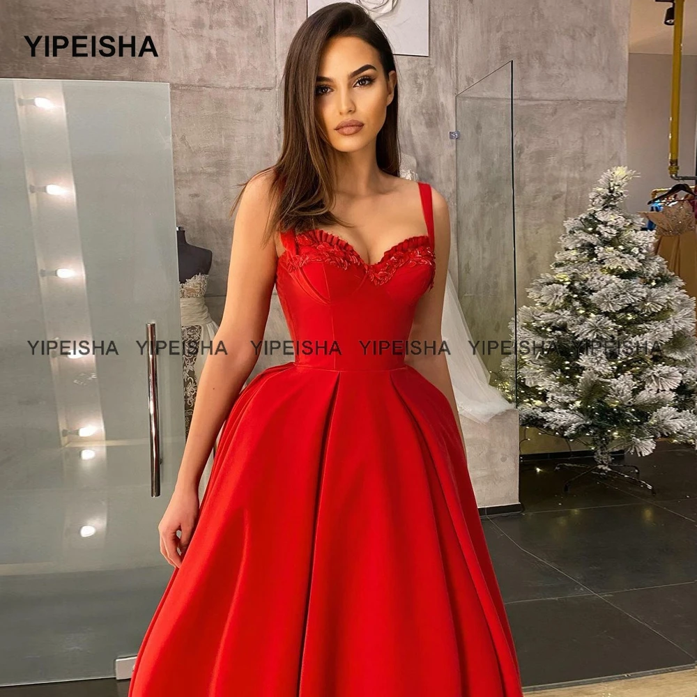 Yipeisha – robe de Cocktail mi-longue, tenue de soirée Vintage, mi-longue, ligne a, rouge