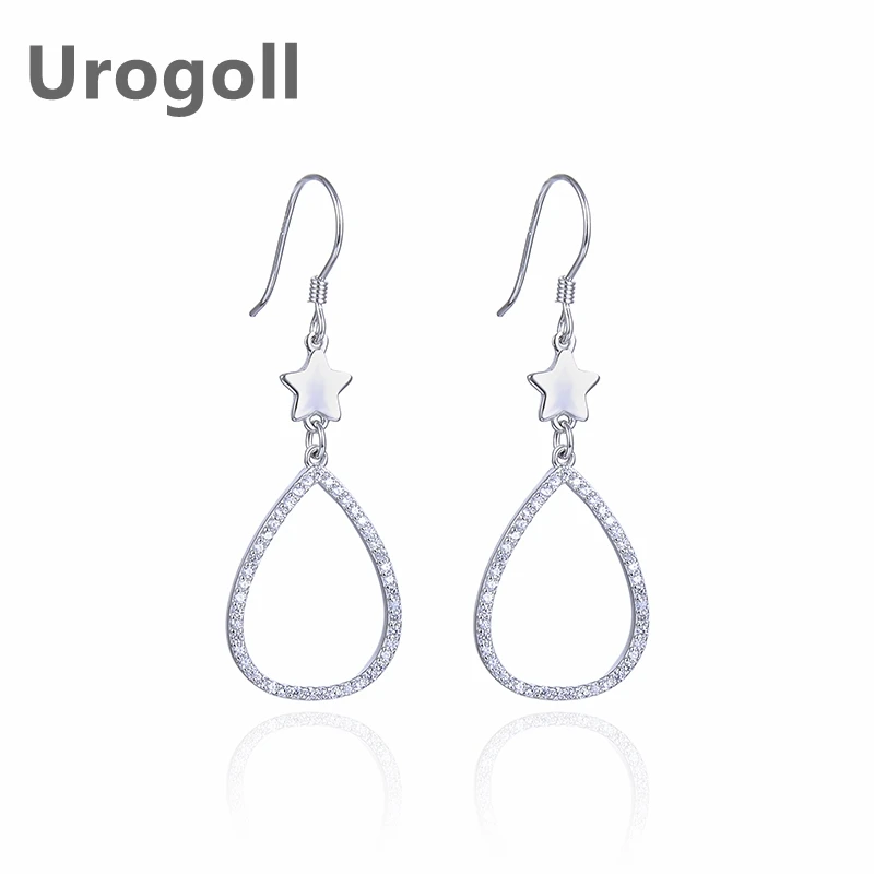 Bijoux tendance en argent Sterling 925 pour femmes, boucles d'oreilles en forme de goutte d'eau et d'étoiles incrustées de Zircon, cadeau pour filles