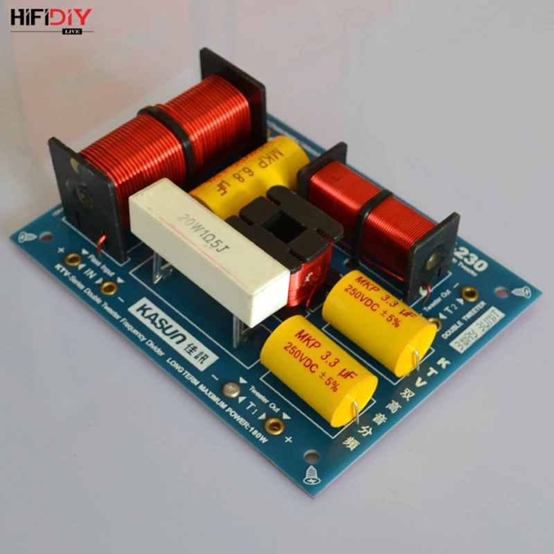 HIFIDIY KTV-230C 2 Way 3 speaker Double treble (Tweeter*2+ bass) Unit HiFi KTV Speakers audio Frequency Divider Crossover Filter