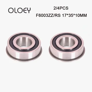 2/4PCS F6003 F6003RS ZZ Bearing F6003-2RS 17*35*10 mm ABEC-1 Flange Ball Bearings F6003-RS ZZ Garden Cart Wheel Bearing