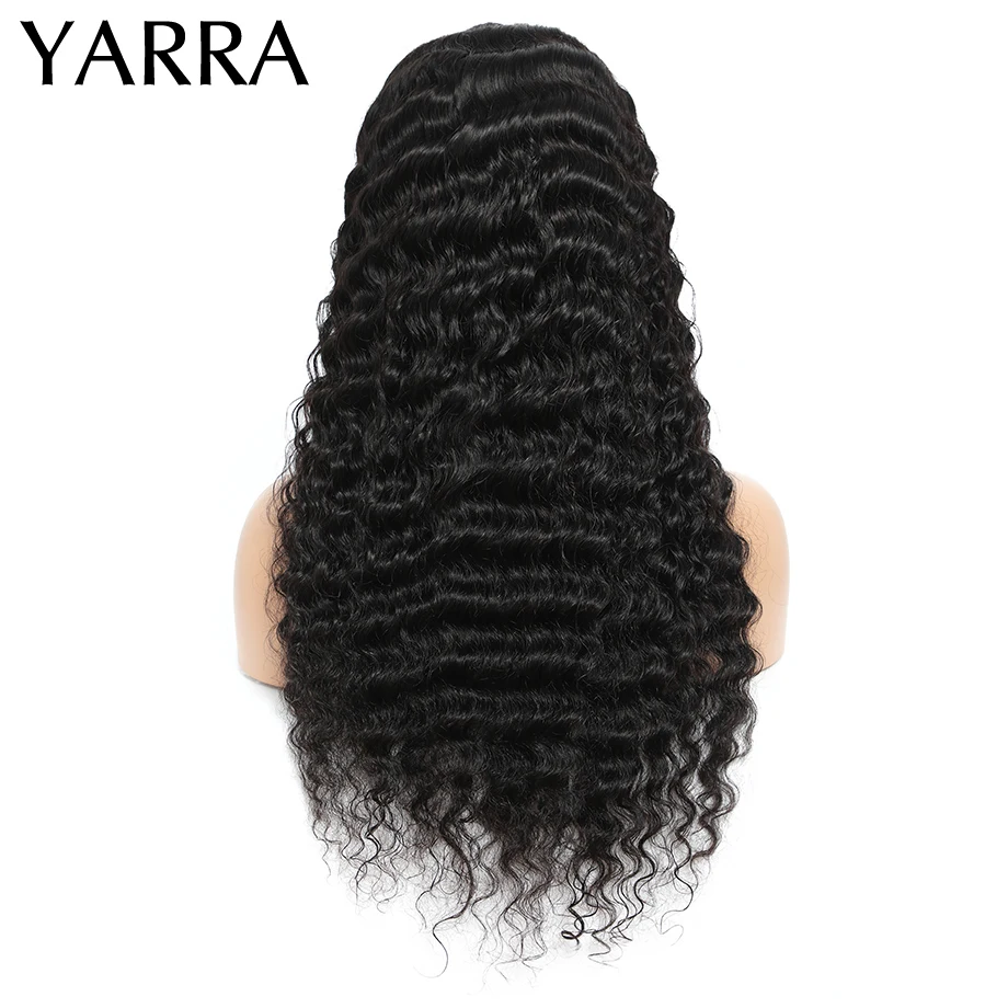 Brazilian Deep Wave Headband Wig Human Hair Curly Wave Wigs with Headband for Black Women No Glue Machine Made Remy Hair Yarra