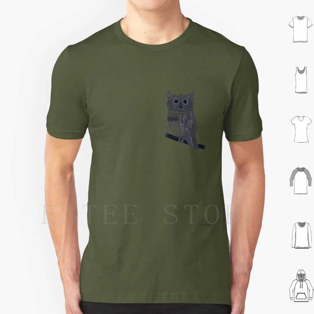 Owl T Shirt Cotton Men DIY Print Owl Cute Black Mandala Pattern Zen Indian