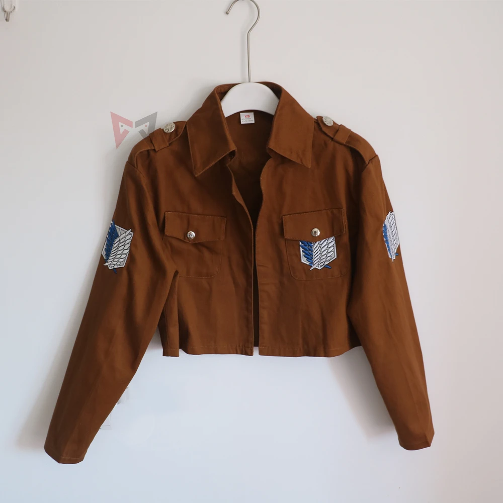 Halloween Coat Jacket For Eren Levil Mikasa Ackerman High Quality Cotton Fabric Embroidery Badge Cosplay Costume