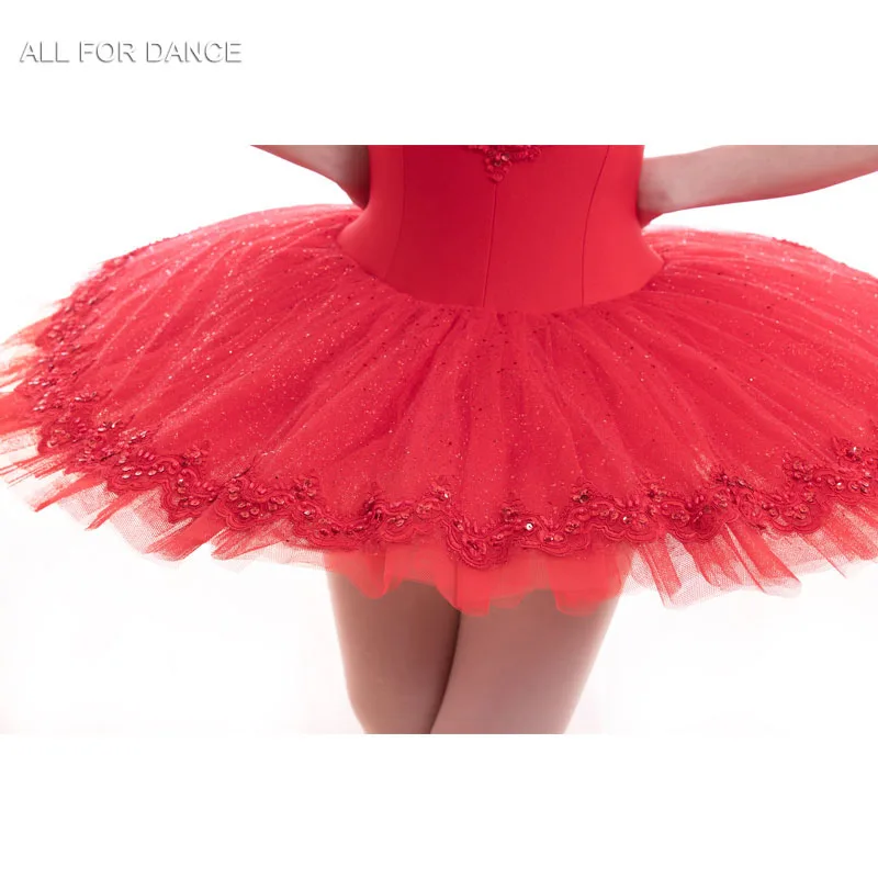 BLL050 ประกายสีแดงซ้อมแข็ง Tulle แพนเค้ก Tutus สาวขนาดมาตรฐาน Pre-Professional บัลเล่ต์เต้นรํา Tutu ชุด