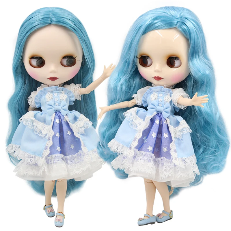 ICY DBS Blyth doll 1/6 bjd 30cm white skin nude joint body blue hair diy makeup girl gift .NO.BL6227