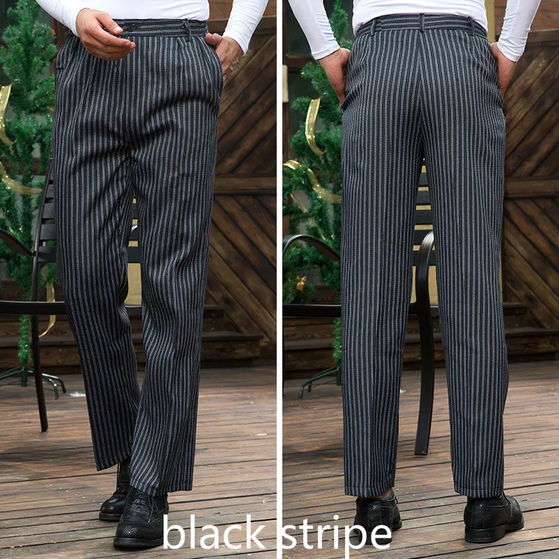 Uniforme de chef unisexe adt fjProfessional Mens Food Service Stripe Work Wear Kitchen Restaurant Uniform Cook Pants M-4XL