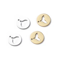 5PCS/lot New 316L Stainless Steel Polished Hollow Design Fish Tail Charms Pendant Mermaid Charms for Jewelry DIY Accessories