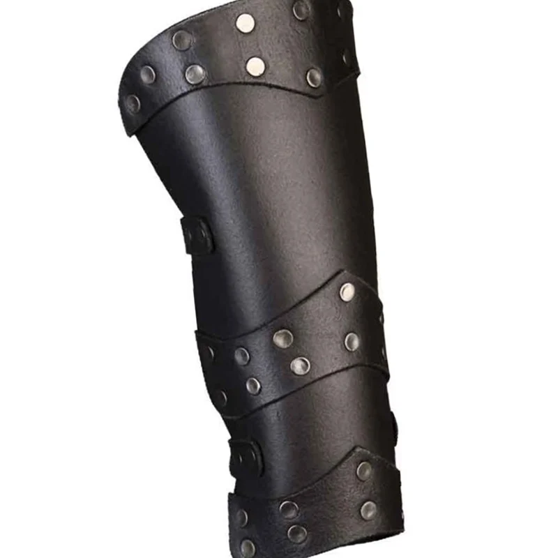 Disfraz de caballero pirata vikingo para hombre y mujer, armadura de pierna de cuero Larp Greaves, Steampunk Medieval, cubierta de zapato de bota, accesorio de disfraz