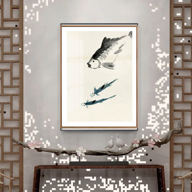 Chinese style Ink Blue Fish Posters Prints Canvas Paintings Wall Art For Living Room Decor For Bedroom Aesthetic Artwork-02