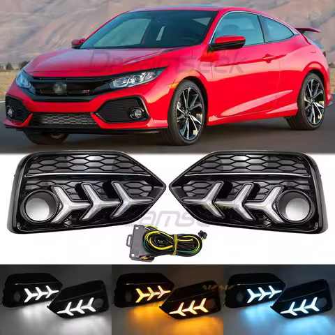 3 Color LED DRL for Honda Civic Type R Hatchback 2017 2018 2019 2020 2021 Daytime Running Light w Dynamic Sequential Turn Signal