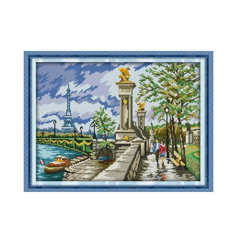 Paris scenery cross stitch kit aida 14ct 11ct count print canvas stitches embroidery DIY handmade needlework