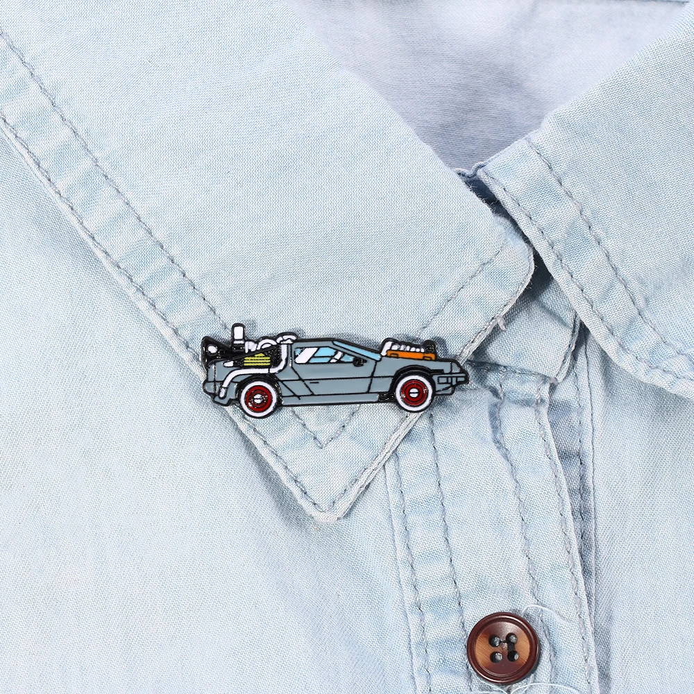 Back to the future Delorean Enamel Pin Time Machine Badge Movie inspired Vehicle Accessory Jacket Shirt Pin Lapel