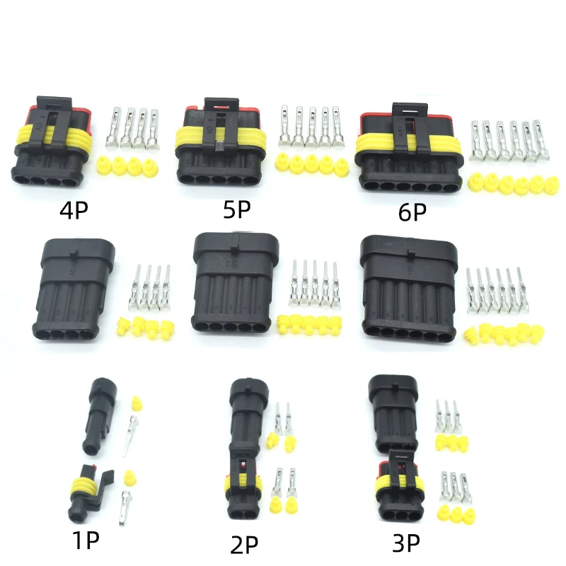 1set AMP 1P 2P 3P 4P 5P 6P Way Waterproof Electrical Auto Connector Male Female Plug for Car Motorcycle