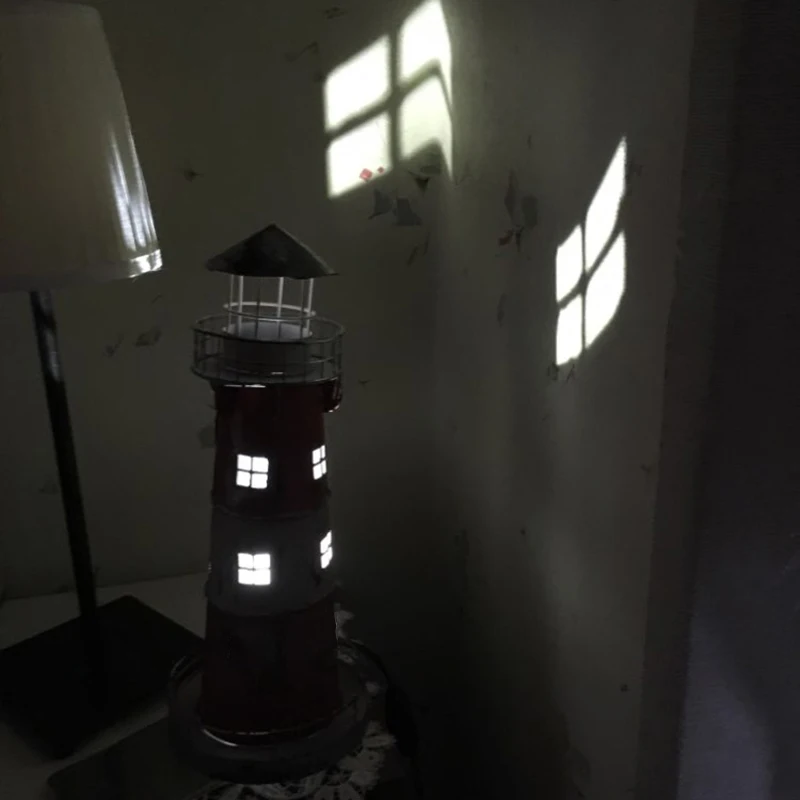 Retro Lighthouse home decor Candle Holders Handmade Craft Mediterranean Wrought Iron Candlestick Creative Nostalgic Decoration