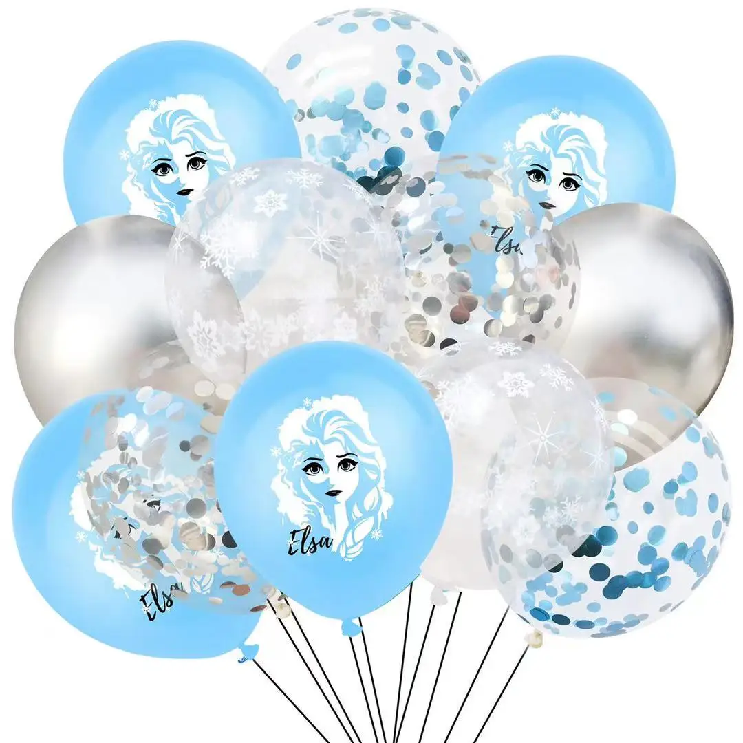 12pcs Frozen Theme Snow Queen 12 Inch Latex Balloons Girls Birthday Party Decorations Toys For Kid Baby Shower Party Supplies