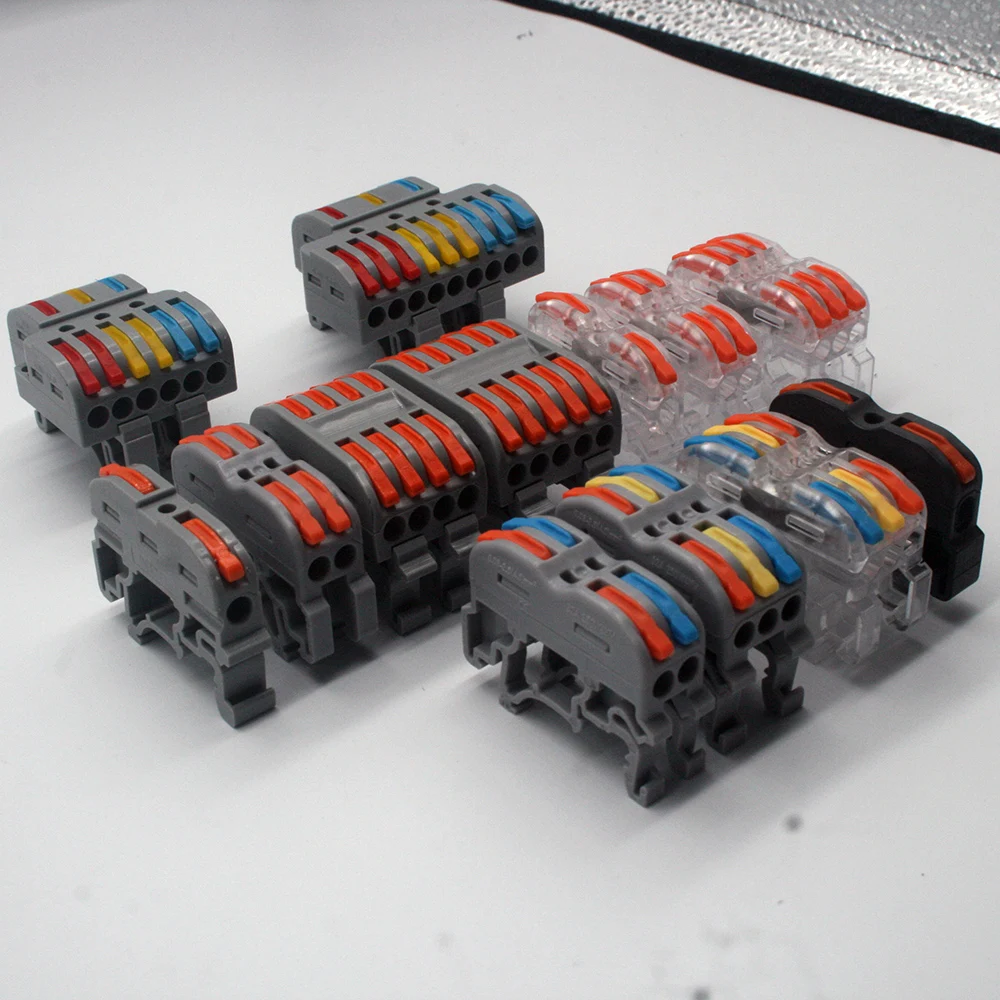 Din Rail Mini Snelle Wire Cable Connectors Universele Compact Dirigent Lente Splicing Bedrading Connector Push-In Terminal Block