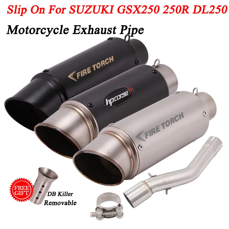 

Slip On For SUZUKI GSX250 250R DL250 Motorcycle Exhaust Escape Modified 51mm Muffler Stainless Steel Connecting Middle Link Pipe