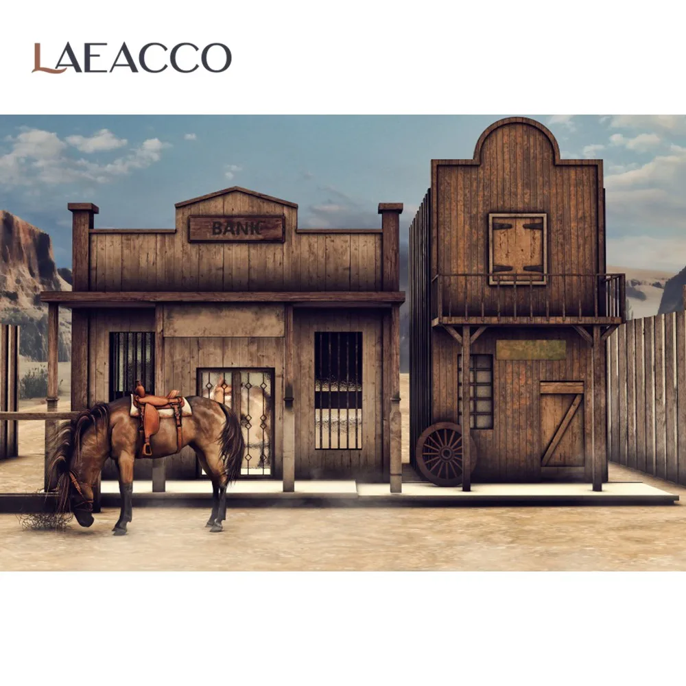 Laeacco-Arrière-Plan de Photographie pour Studio Photo, Vieux Bois, Grange, Cheval, West Cowboy, États-Unis, Enfant, ixde Bébé