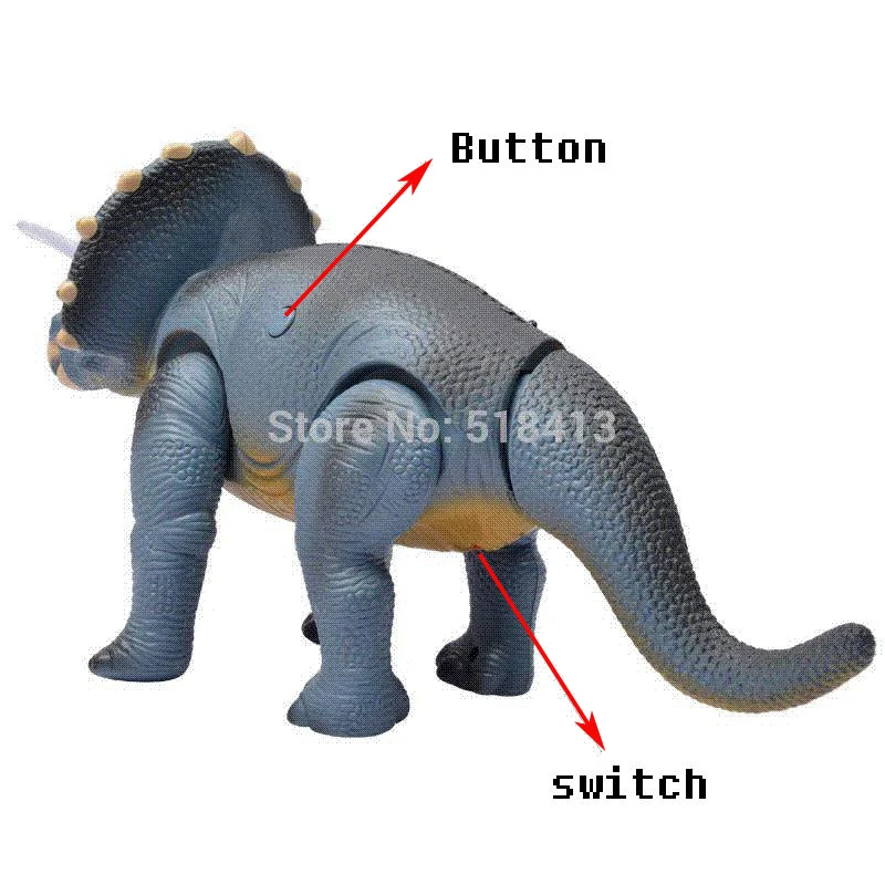 Electric Remote Control Triceratops Dinosaur Toy Model Sound And Light Animal Ready-to-go Battery Operated Plastic Unisex 2021