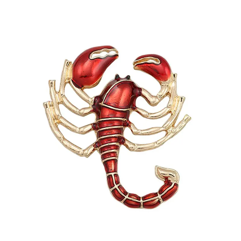 Q095 Fashion Jewelry Golden Red Scorpion Female Crystal Brooch Good Quality NO Lead