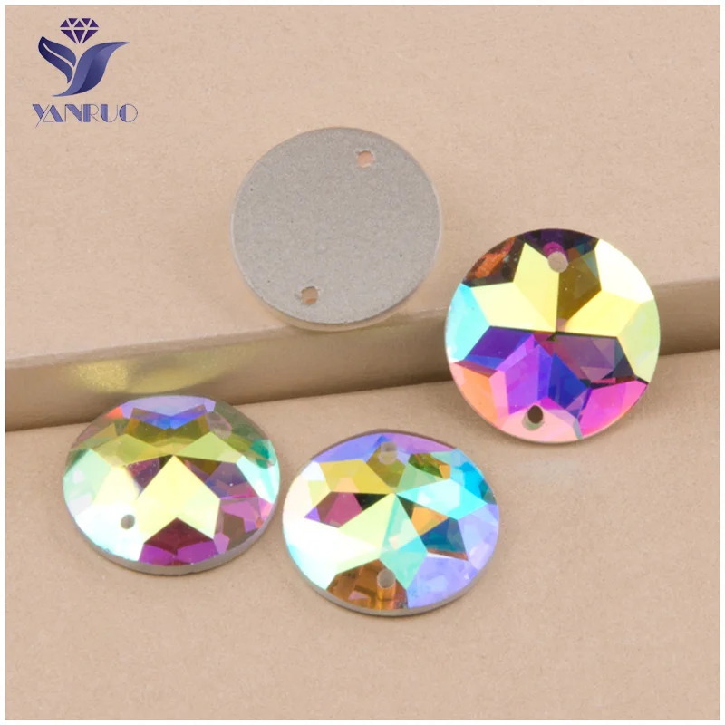 

YANRUO 2006TH All Sizes Round Crystal AB Sparkly Gems Mirror Sew On Strass DIY Glass Sewing Stones For Jewelry Clothes