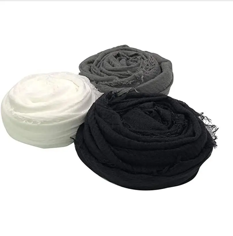 3 PCS Women Soft Scarf Shawl Long Scarf, Scarf and Wrap, Big Head Scarf (Black, White Dark, Gray)