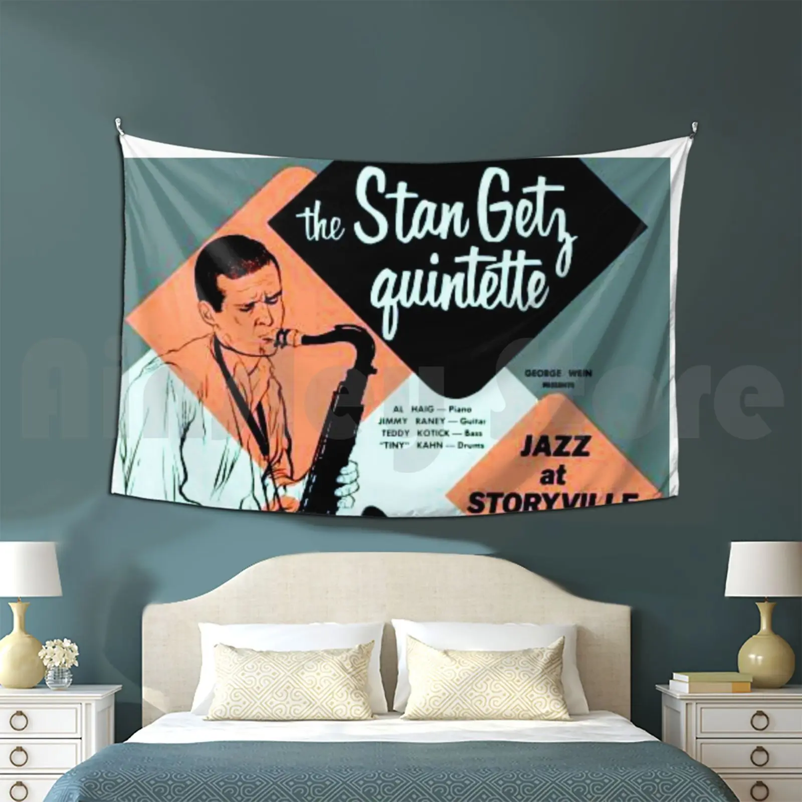 Tapiz Stan Getz Sala de estar Dormitorio Jazz Vinilo Vintage Costa Oeste Cool Jazz Cool L P Saxofón