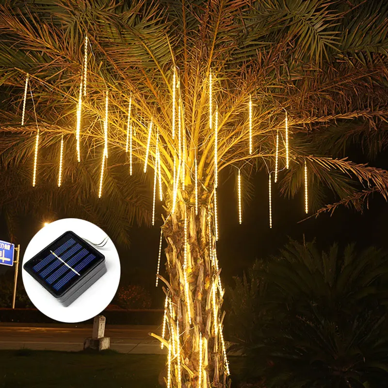 prova impermeavel agua solar led chuva meteoros luzes da corda do feriado luzes jardim luz tubos 144 leds decoracao de casamento natal a 01