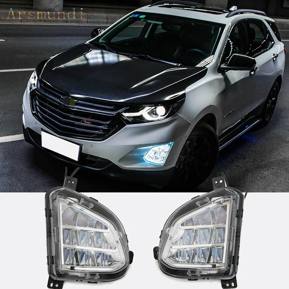 3 Colors Car Modification DRL Daytime Running Light Fog Lights Cover for Chevrolet Equinox 2017-2020