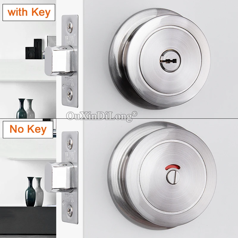 HOT European Mortise Door Lock Set Invisible Hidden Round Living Room Bedroom Bathroom Deadbolt Door Knobs Lock with Key/No Key