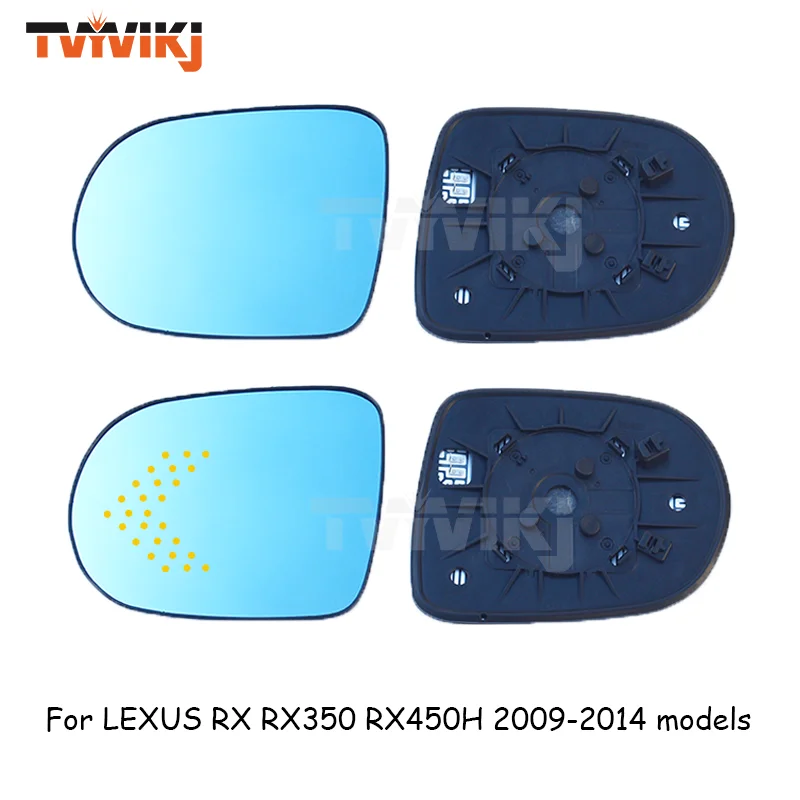 1 pair Side Rearview Mirror Blue Glass Lens with LED indicator For LEXUS RX RX350 RX450H 2009-2014 Wide Angle View anti glare