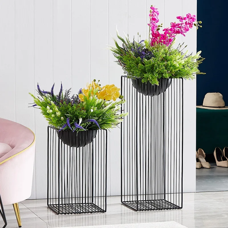 

Nordic Wrought Iron Flower Stand Living Room Floor-Standing Modern Minimalist Artistic Flower Pot Shelf