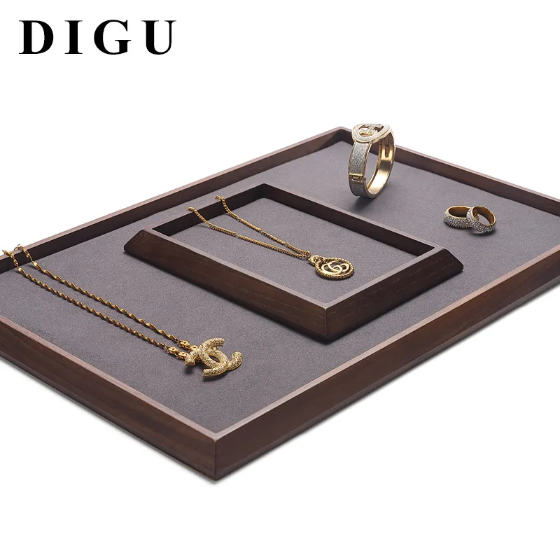 Solid wood microfiber jewelry disc jadeware Wenwan display tray jewelry watch pallet ring necklace storage