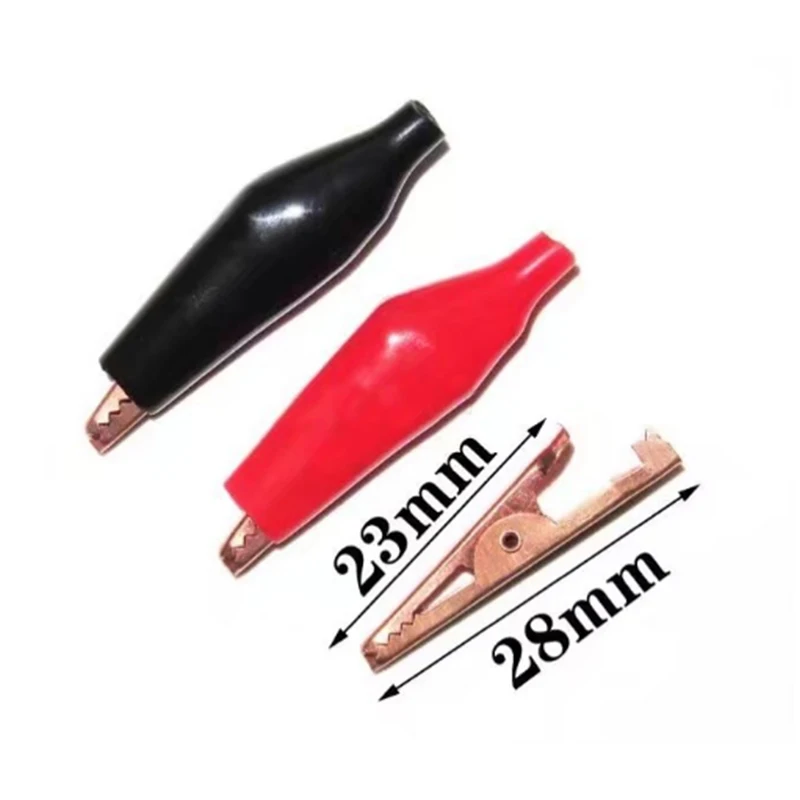 Pinza de cocodrilo de Metal G98, medidor de sonda de prueba, Negro, Rojo, con batería de plástico para coche, 20 unidades, 28mm