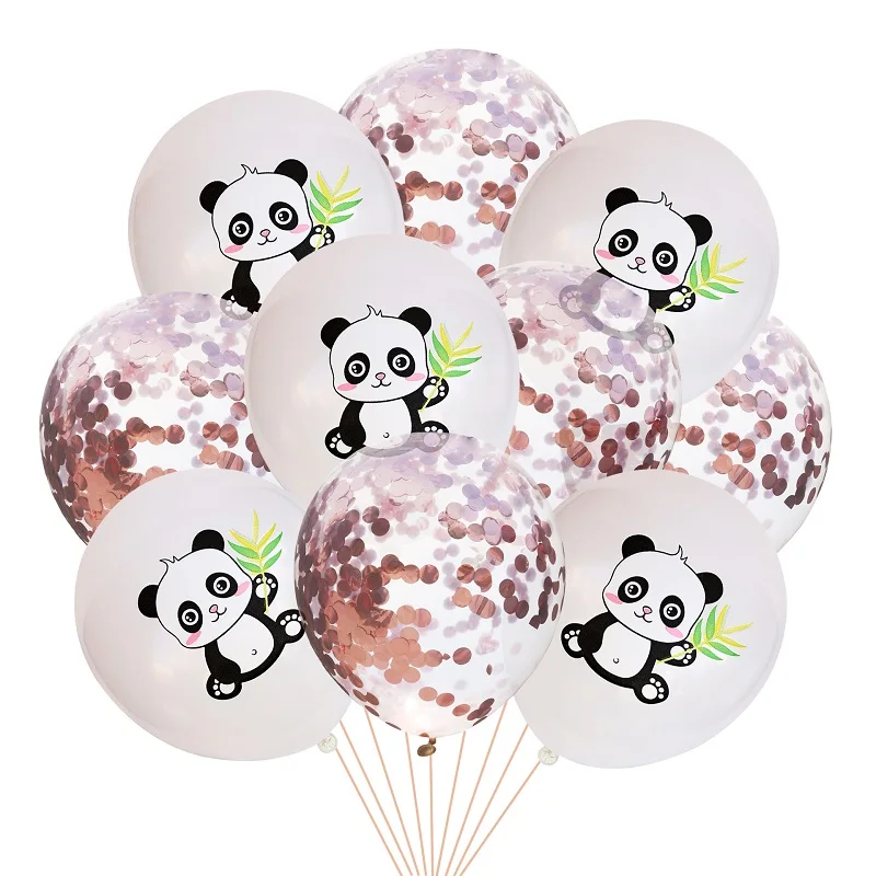 

10pcs Cute Panda Print Latex Balloon Rose Gold Green Blue Confetti Balloons set Kids Birthday Party Decorations Air Balls