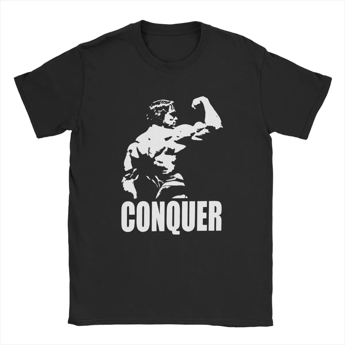 Men\'s Conquer Arnold Schwarzenegger T Shirt Pure Cotton Clothes Funny Short Sleeve O Neck Tee Shirt Printed T-Shirts