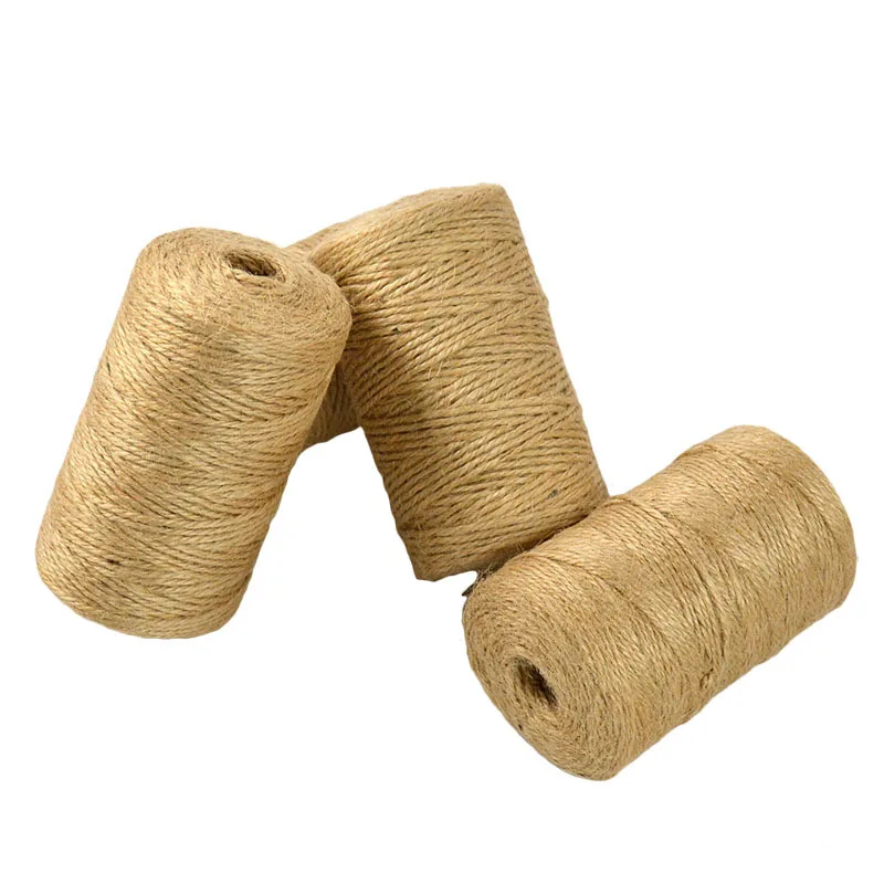 Jute Twine 100M Natural Sisal 2mm Rustic Tags Wrap Wedding Decoration Crafts Twisted Rope String Cord Events Party Supplies