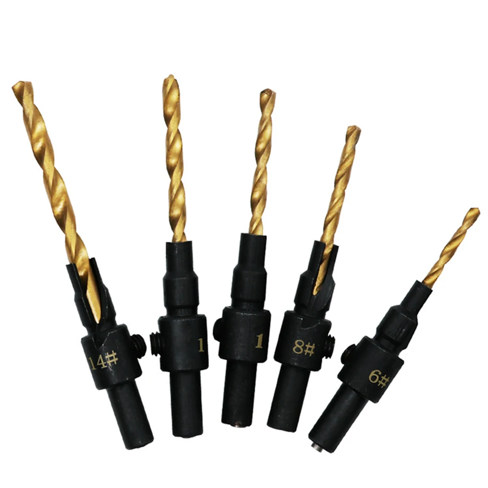 6PCS Circular Cone Drill Shank Drill Woodworking Countersunk Head Wood Screw Hole Is Chamfered Reaming Drill Bit