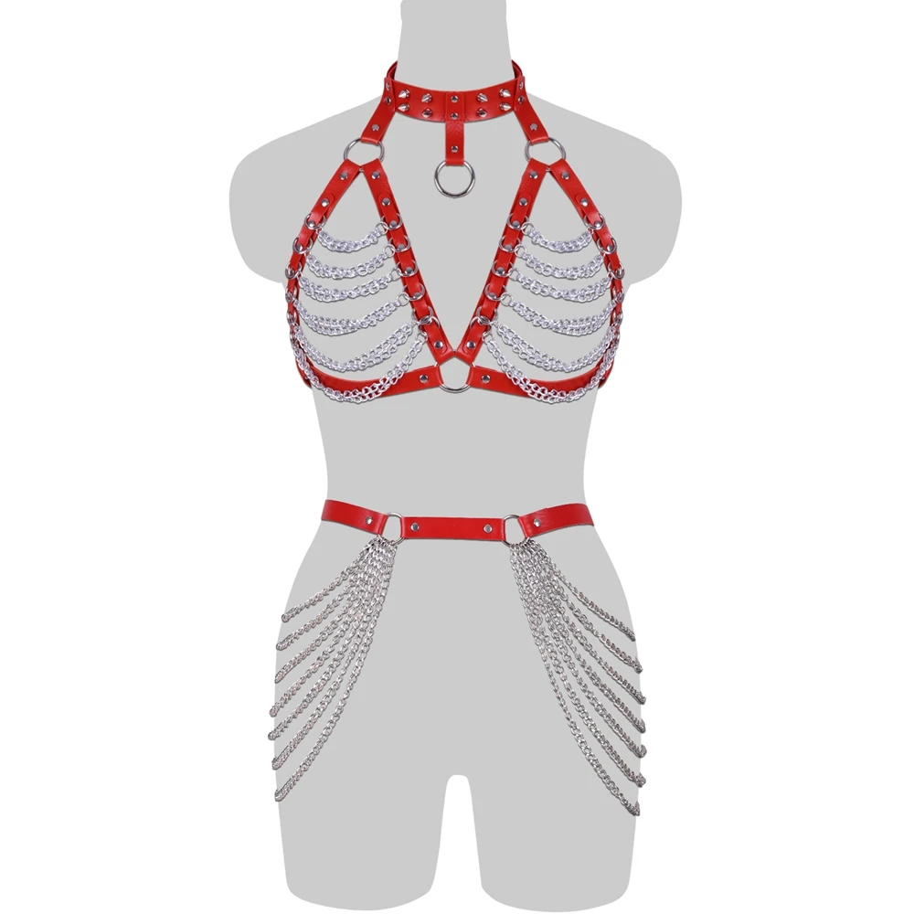 

Sexy Lingerie Punk Bondage PU Leather Straps Gothic Clothes Chest Women Harness Bra Full Body Harness Belt Suspenders Belts Set